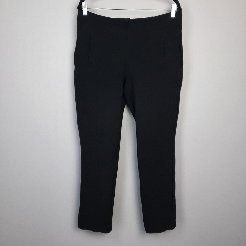 Chico's Solid Black Pull On Midrise Straight Leg Ponte Pants size 10
